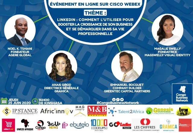 Congo Business Network planifie un événement business sur la thématique de LinkedIn le 25 juin 2020
